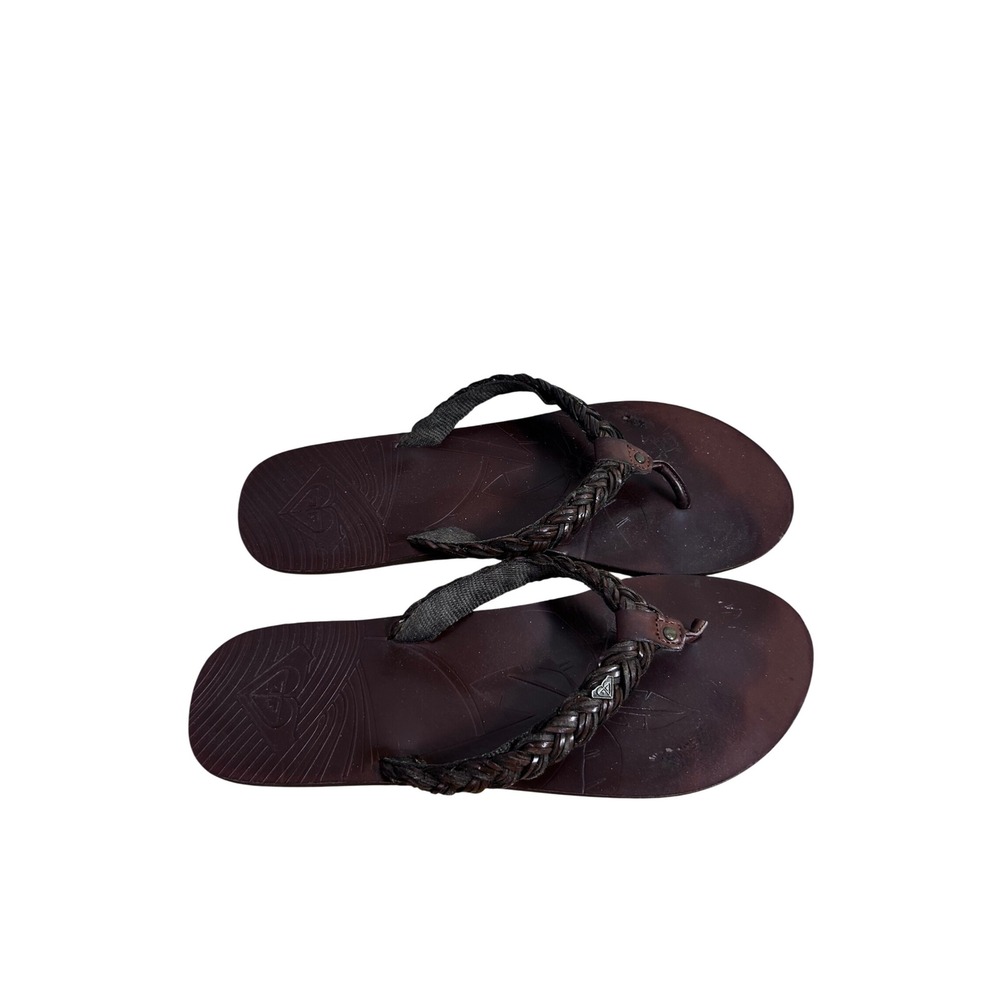 Roxy Lotus Flip Flop Sandals 9 Brown Braided Thong Beach Shoes Womens